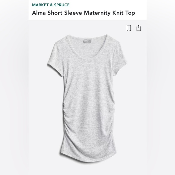 MARKET & SPRUCE Alma Short Sleeve Maternity Knit Top | Medium | Gray - Picture 5 of 9